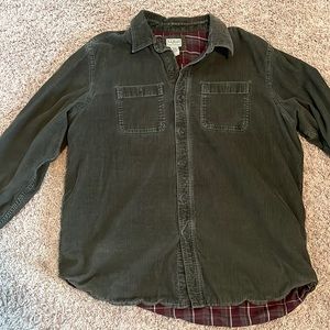 Men’s size extra large, L.L. Bean, flannel lined field shirt, olive color